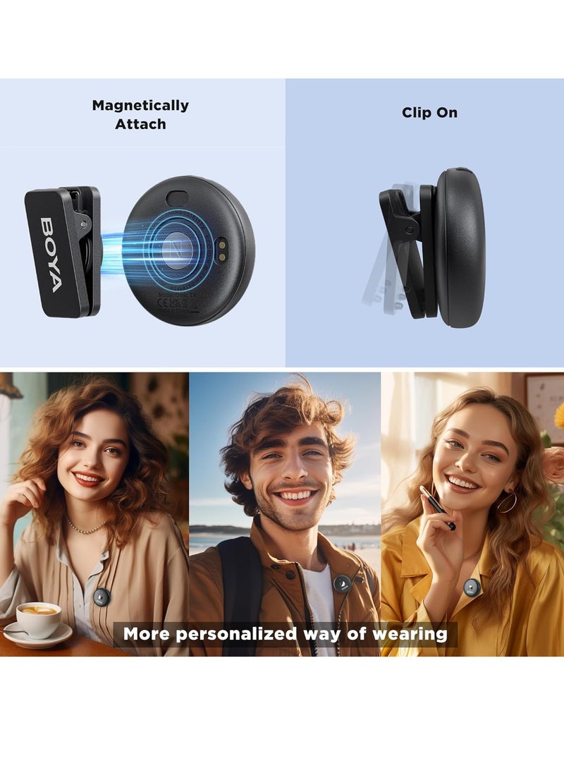 BOYA - BOYA BY-MMC D Wireless Microphone for iPhone [MFi Certified] Magnetic Clip Noise Cancelling with Charging Case and 164ft Transmission Range and iPad Black, Mono - Image 1