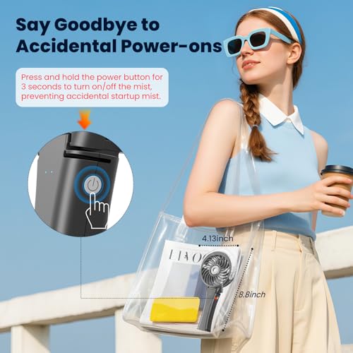 HandFan Upgraded Handheld Misting Fan, Portable Mister Fan, Personal Spray Water Mist Fans Rechargeable, Foldable Electric Mini Fans for Summer Beach Travel Makeup Concerts, Gifts for Women(Black) - Image 5
