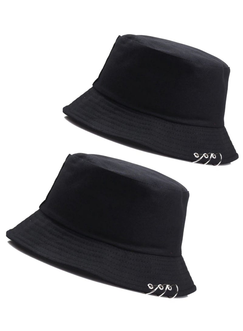 Bundle of 2 Unisex deep cotton foldable bucket hat with rings  - Image 1