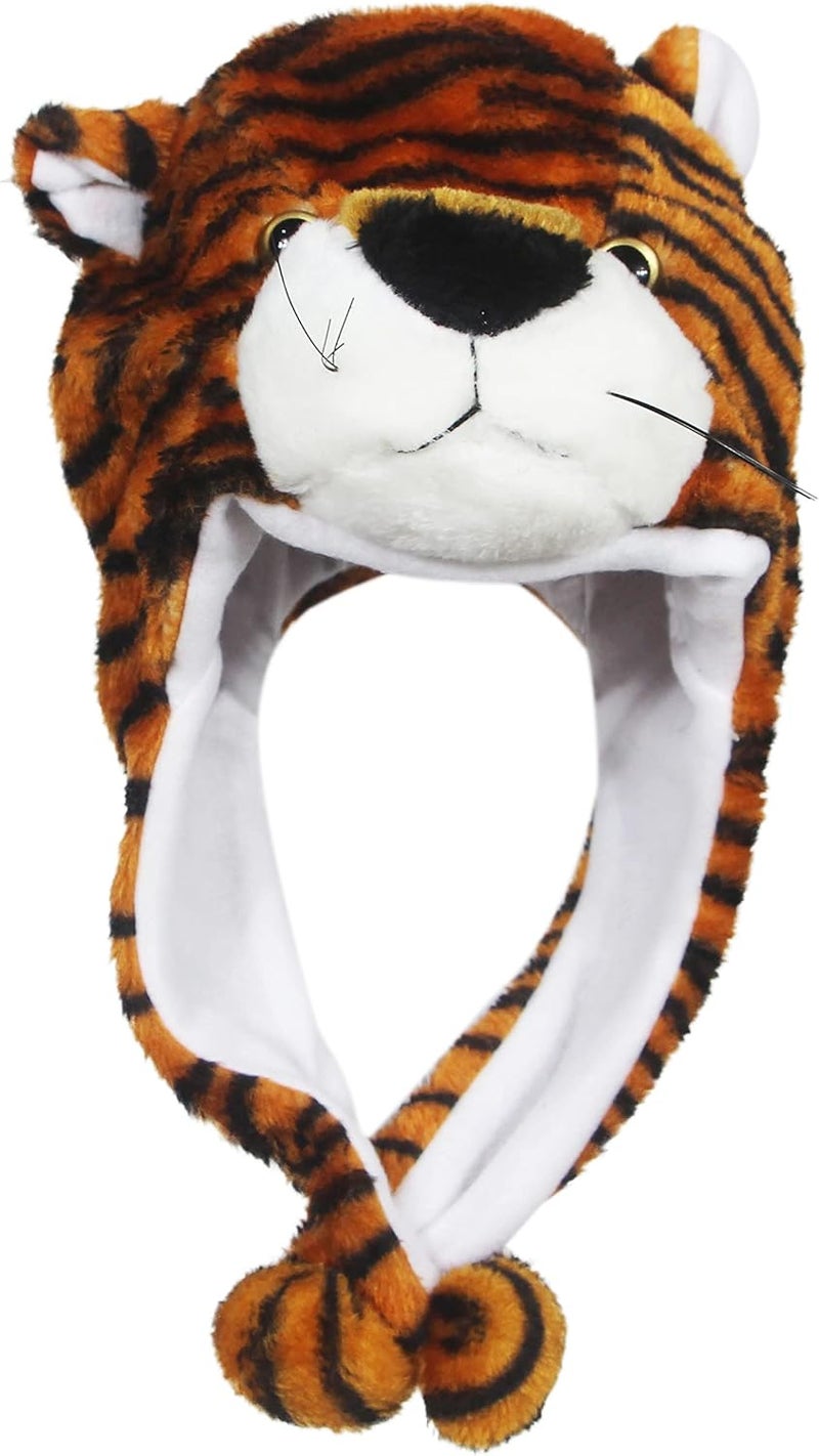 Timiot Cute Plush Animal Character Winter Hat Fun Ski Cap with Detailed Animal Face Long Ear Straps with Pom Pom Ends - Image 2