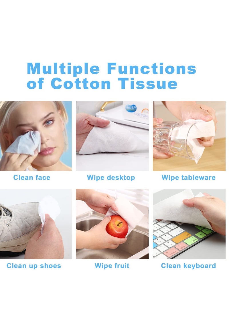 Soft Dry Wipes (110 Count) 100% Natural Cotton Facial Tissues for Sensitive Skin Towels Disposable, Lint-Free, and Wet Use, Strong Absorbent Baby Wipes(1 Pack) - Image 3