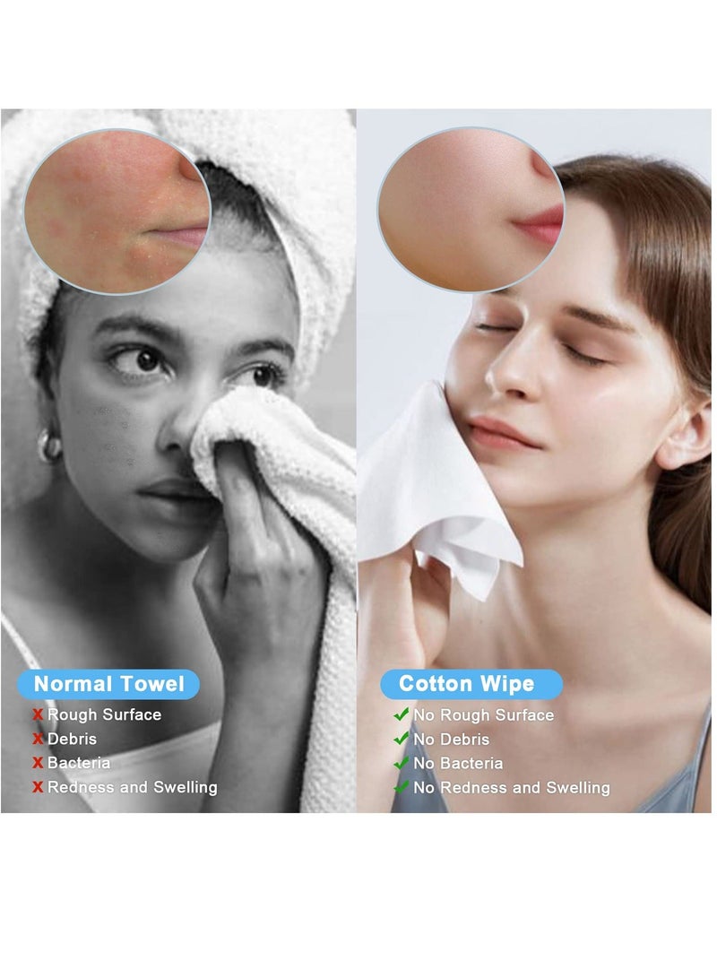 Soft Dry Wipes (110 Count) 100% Natural Cotton Facial Tissues for Sensitive Skin Towels Disposable, Lint-Free, and Wet Use, Strong Absorbent Baby Wipes(1 Pack) - Image 4