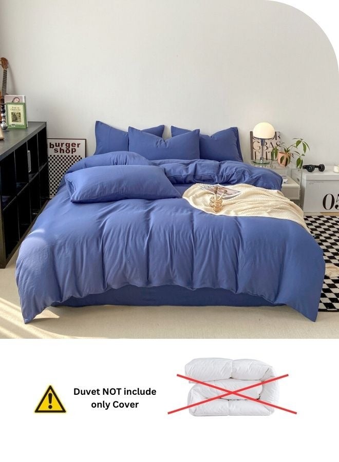 LUNA Home King Size 6 Piece Bedding Set Without Filling, Washable Cotton Blue Color.  - Image 5