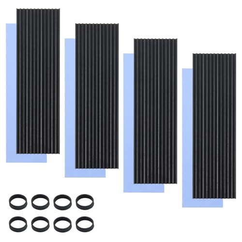 ELUTENG M.2 SSD Heatsink 4PCS 2280 SSD Heat Sink with NVMe SSD Thermal Pad NVMe Heat Sink with 8 Black Rubber Straps for PC/PS5 M.2 PCIE NVMe SSD or M.2 SATA SSD - Image 1