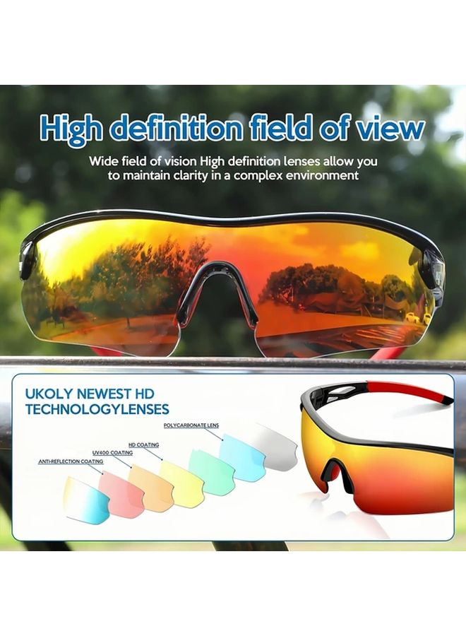 Red Sport Cycling Glasses with Photochromic Lenses Soft Nose Pads Lightweight - Image 2
