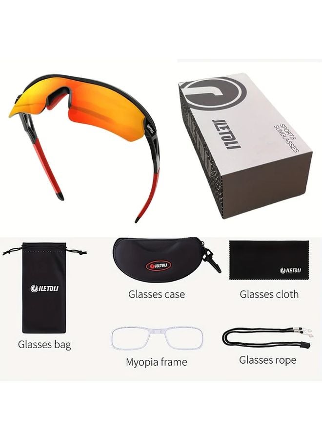 Red Sport Cycling Glasses with Photochromic Lenses Soft Nose Pads Lightweight - Image 1