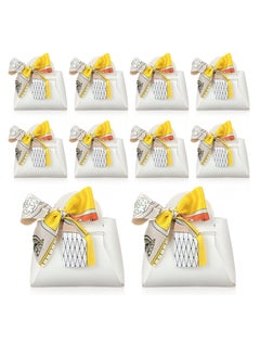 Exquisite White Gift Boxes, 10 Pack Small Party Favor Boxes Reusable Leather candy Gift Boxes for Newborn Baby Shower Birthday Wedding Party, Bomboniere Decoration
