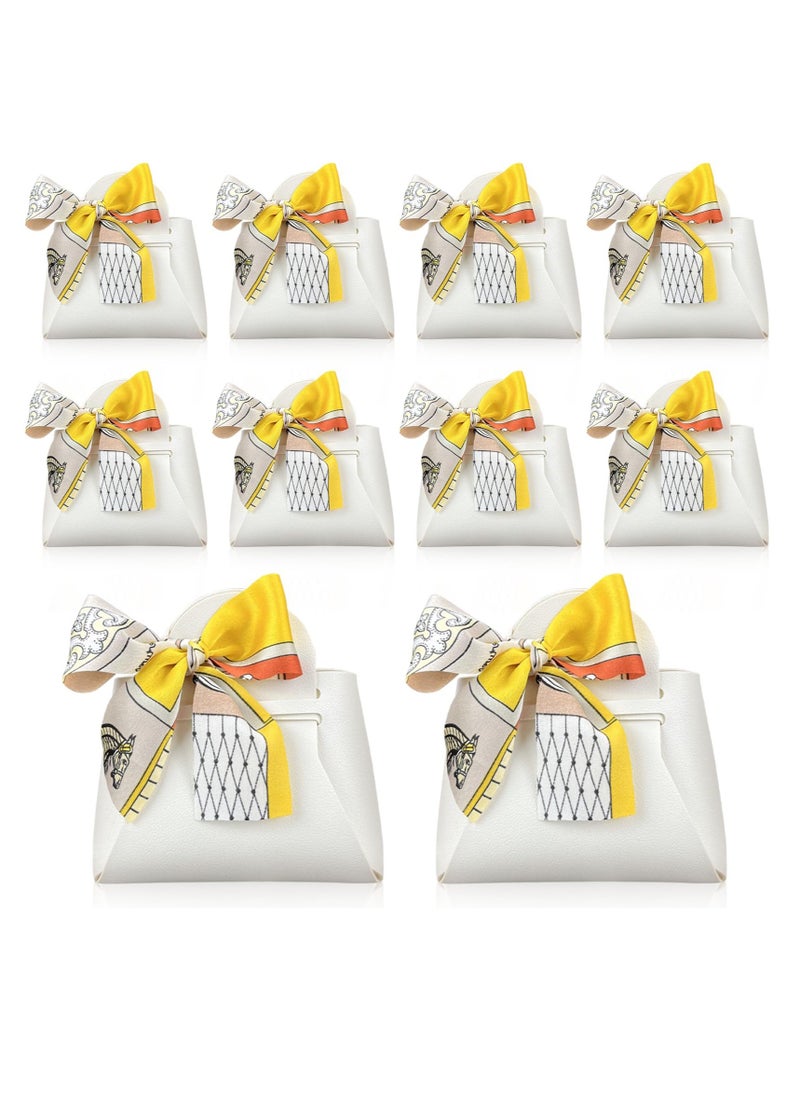 Excefore - Exquisite White Gift Boxes, 10 Pack Small Party Favor Boxes Reusable Leather candy Gift Boxes for Newborn Baby Shower Birthday Wedding Party, Bomboniere Decoration - Image 1