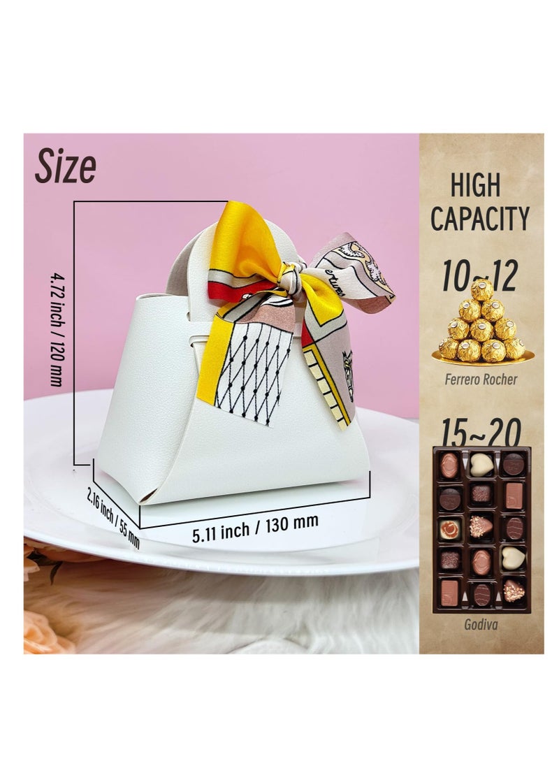 Excefore - Exquisite White Gift Boxes, 10 Pack Small Party Favor Boxes Reusable Leather candy Gift Boxes for Newborn Baby Shower Birthday Wedding Party, Bomboniere Decoration - Image 1