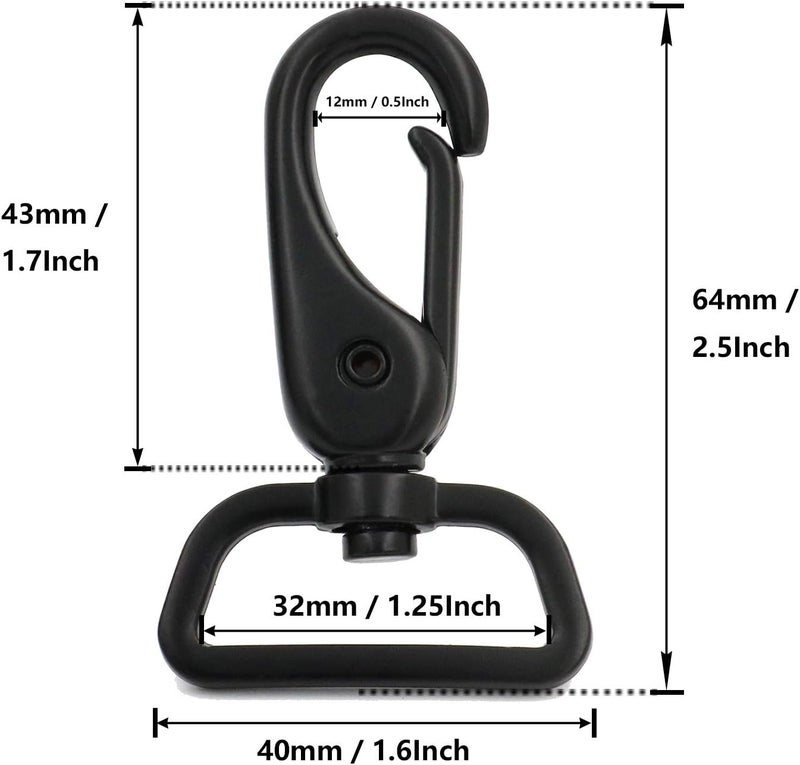 BIKICOCO 1'' Swivel Trigger Lever Snap Hook Lobster Claw Clasp Spring Loaded Clip, Flat-D-Ring Ended - Image 3