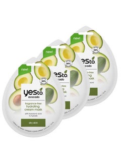 Yes To Avocado Fragrancefree Hydrating Cream Mask Pore Purging Formula To Hydrate Dry Skin & Plump Skin Locks In Moisture With Antioxidants & Hyaluronic Acid Natural Vegan & Cruelty Free 3Pack  - Image 1