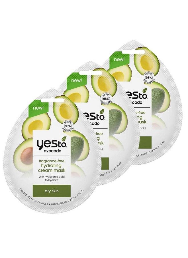 Yes To Avocado Fragrancefree Hydrating Cream Mask Pore Purging Formula To Hydrate Dry Skin & Plump Skin Locks In Moisture With Antioxidants & Hyaluronic Acid Natural Vegan & Cruelty Free 3Pack  - Image 1