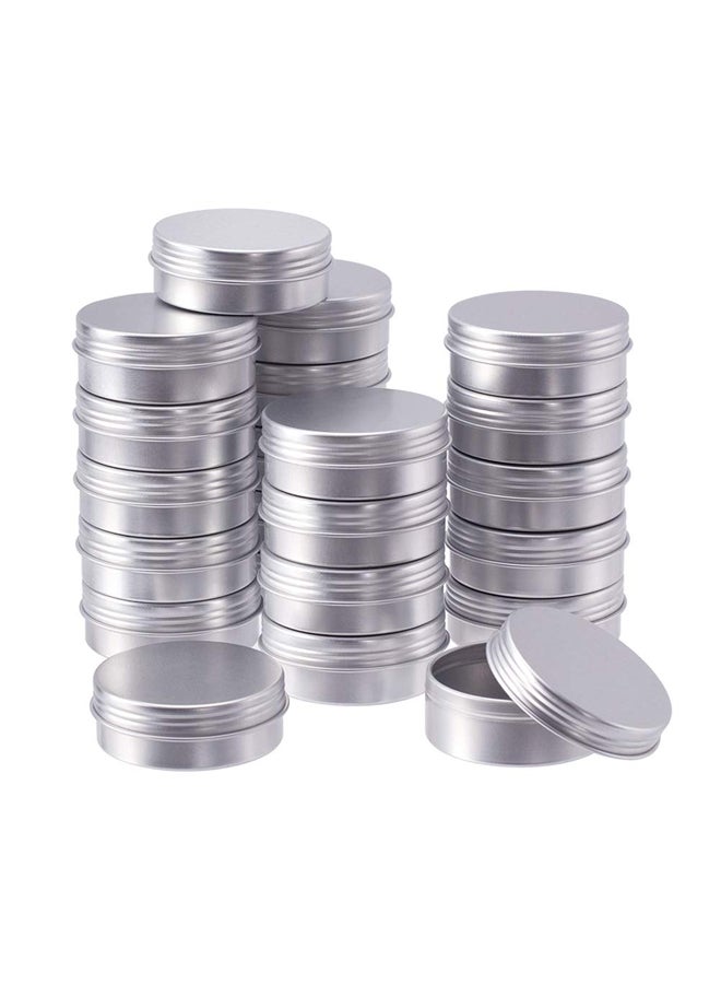 24pcs 25ml Aluminum Tin Jars, Round Aluminum Cosmetic Containers with Screw Lid for Crafts, Ointment, Candle Storage and Travel - Platinum  - Image 1