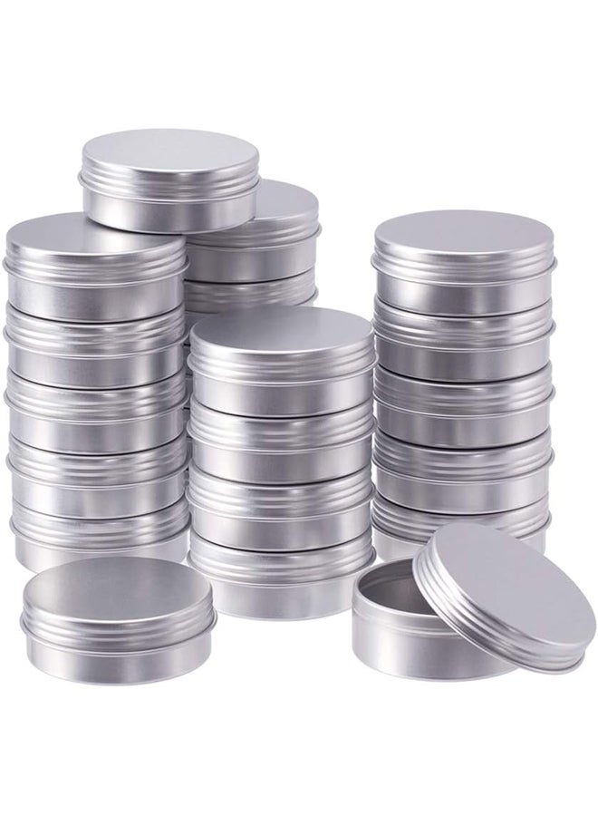 24pcs 25ml Aluminum Tin Jars, Round Aluminum Cosmetic Containers with Screw Lid for Crafts, Ointment, Candle Storage and Travel - Platinum  - Image 2
