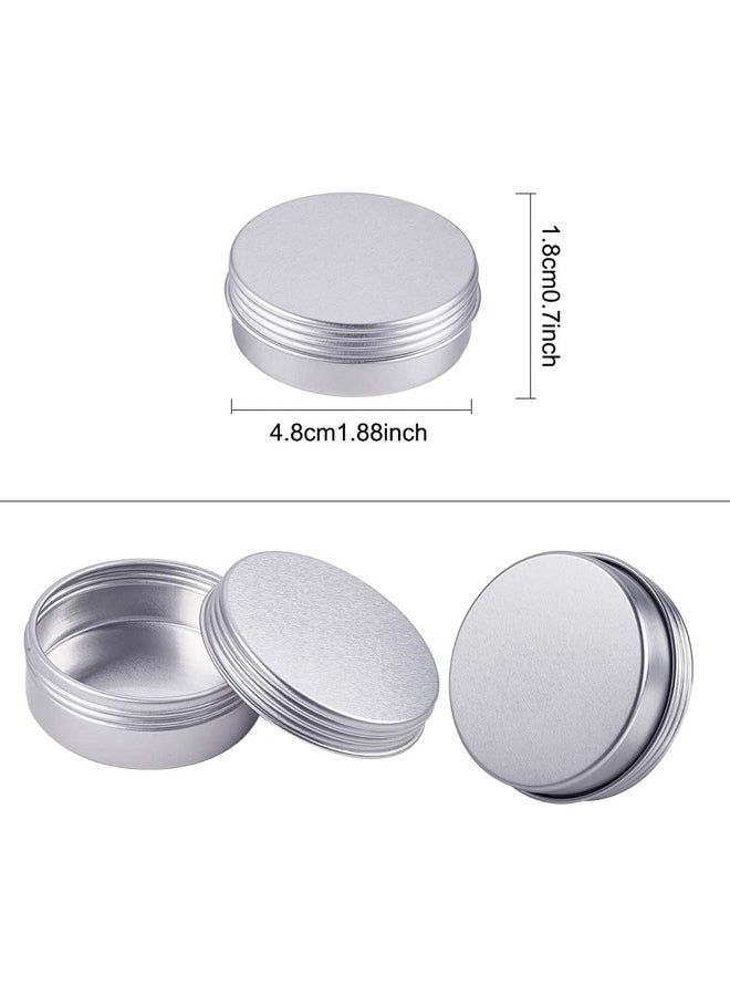 24pcs 25ml Aluminum Tin Jars, Round Aluminum Cosmetic Containers with Screw Lid for Crafts, Ointment, Candle Storage and Travel - Platinum  - Image 3
