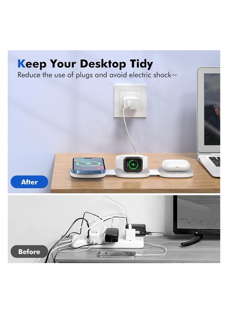 3 in 1 Wireless Charger For Apple,Magnetic Foldable Charging Station