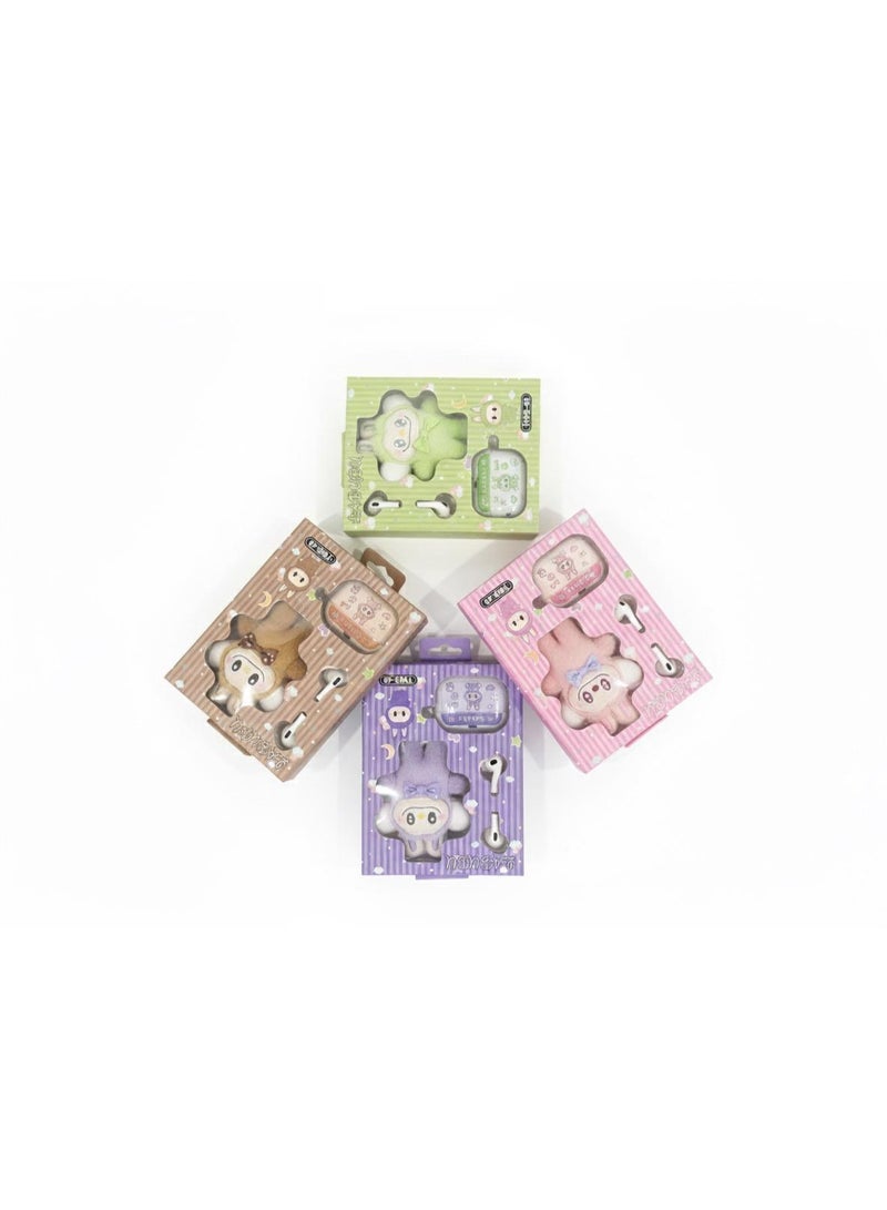 لابوبو مجموعة سماعات أذن لاسلكية LABUBU TWS-40 مع دمية محشوة وغطاء شحن مزخرف – إصدار هدية لطيف ومميز - Image 2