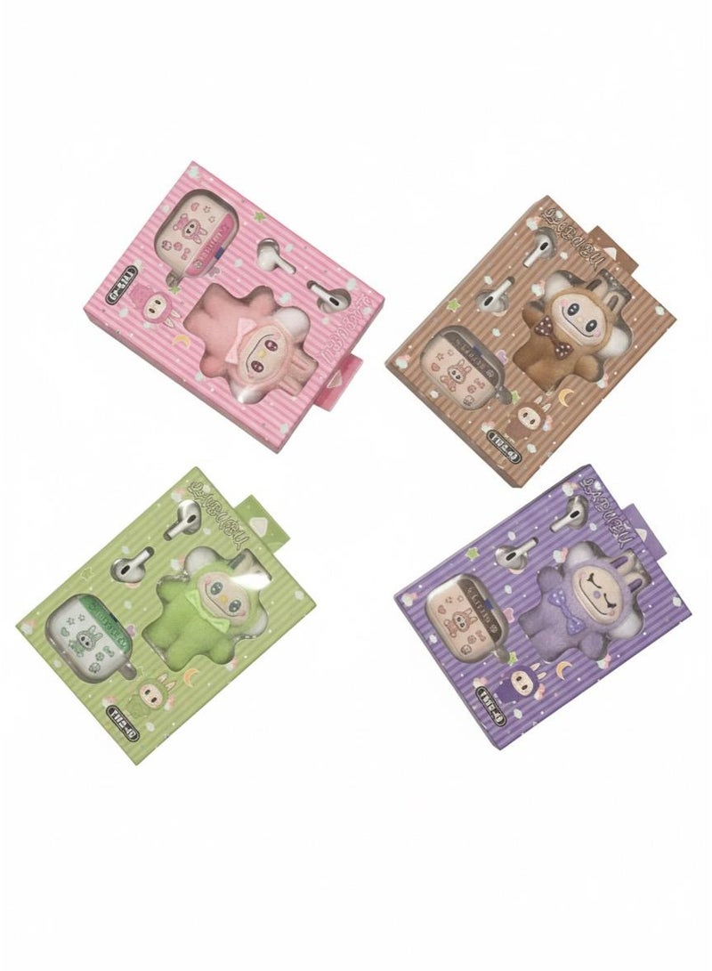 لابوبو مجموعة سماعات أذن لاسلكية LABUBU TWS-40 مع دمية محشوة وغطاء شحن مزخرف – إصدار هدية لطيف ومميز - Image 3