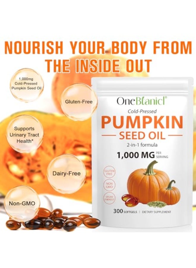 بامكين كبسولات زيت بذور القرع - زيت بذور القرع لنمو الشعر | زيت بارد مضغوط يحتوي على أحماض دهنية أساسية و فيتوستيرولات | يدعم صحة الشعر والجهاز البولي والمثانة والبروستاتا (300 قطعة) - Image 2