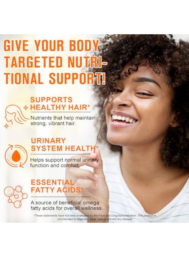 بامكين كبسولات زيت بذور القرع - زيت بذور القرع لنمو الشعر | زيت بارد مضغوط يحتوي على أحماض دهنية أساسية و فيتوستيرولات | يدعم صحة الشعر والجهاز البولي والمثانة والبروستاتا (300 قطعة) - Image 3