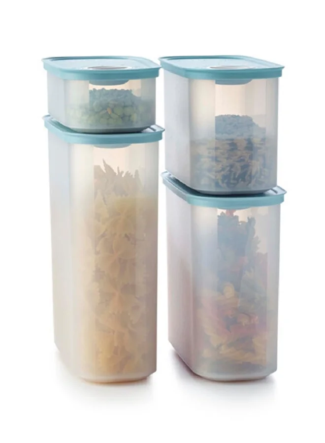 Tupperware 4-Piece Durable and Airtight Plastic Time Reminder Container Set Blue and Clear 8.3 x 20 x 16.5 cm 11168885