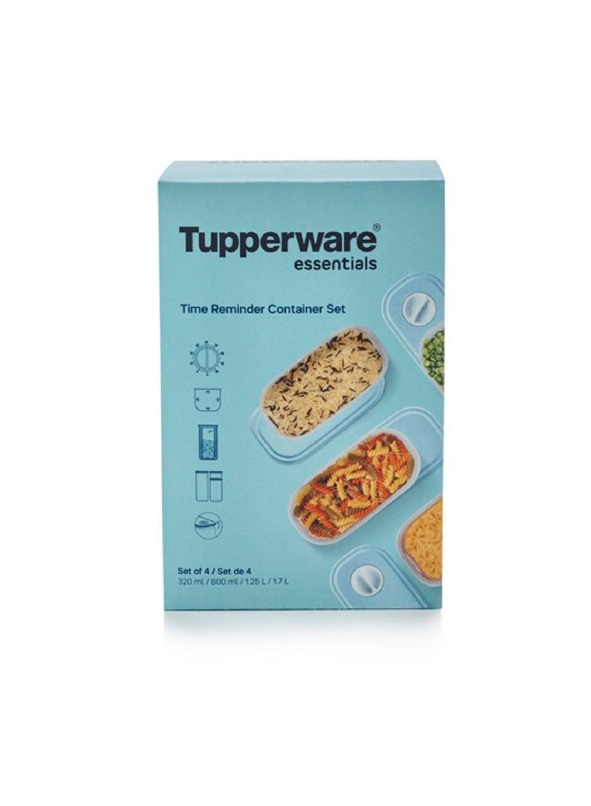 توبروير 4 قطع متينة ومحكمة الإغلاق من البلاستيك مع ميزة تذكير الوقت، بتصميم باللونين الأزرق والشفاف، 8.3 × 20 × 16.5 سم 11168885 - Image 3