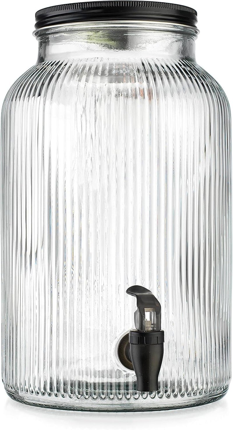 Bellemax 5.5 Litre Glass Iced Drink Dispenser with Spout & Tap, Black Lid – Cold Beverage Dispenser for Beer, Water, Cocktails, Detox Drinks & More, Perfect for Parties & Events,Daily Uses(Set of 1) - Image 2