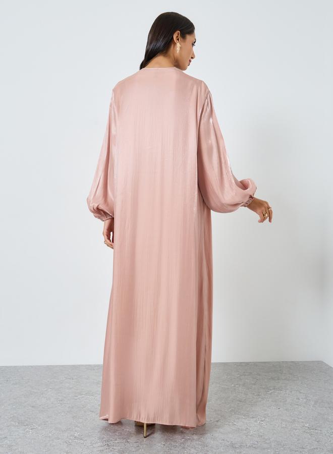 Amirah Shimmer Satin Volume Sleeve Abaya - Image 3