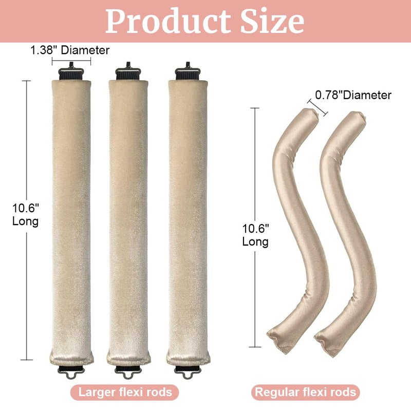 M'AYCREATE MAYCREATE® 6PCS Heatless Hair Curler to Sleep in No Heat, Satin Heatless Curls Overnight Rods Curling Set Jumbo Foam Sponge Hair Rollers Curlers for Long Hair Women Styling Tool, Beige - Image 2