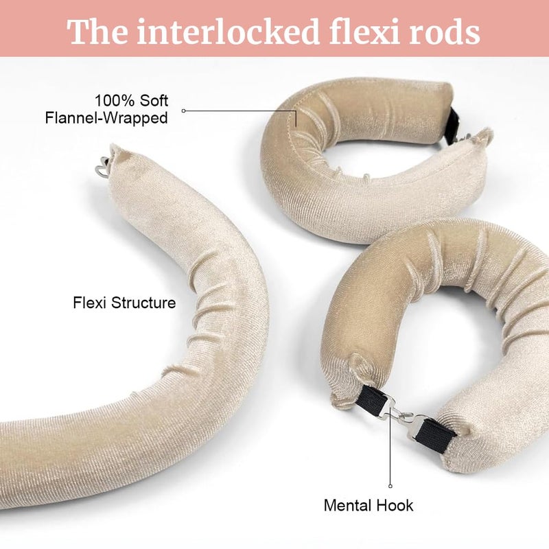 M'AYCREATE MAYCREATE® 6PCS Heatless Hair Curler to Sleep in No Heat, Satin Heatless Curls Overnight Rods Curling Set Jumbo Foam Sponge Hair Rollers Curlers for Long Hair Women Styling Tool, Beige - Image 3
