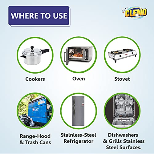Cleno Stainless Steel Wet Wipes Quickly Cleans, Shines & Protects Cookers, Stove, Sink Range-Hood & Trash Cans, Refrigerator, Microwave, Dishwashers & Grills Surfaces, Fresh - 50 Wipes (Ready to Use) - Image 2