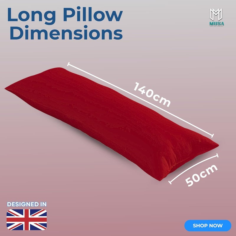 MUSA MUSA® Full Body Long Pillow with 300 Cotton TC - Breathable Polyester Filling, Pregnancy Pillow for Belly Support, Sleeping, Side Sleeper & Back Sleepers Maternity Pillow (Burgundy, 50 x 140cm) - Image 2