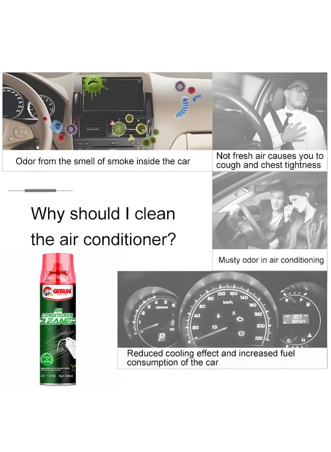 GETSUN 4 pcs Getsun Air Conditioner Cleaner Spray 500ml, Car AC Evaporator Cleaner Foam, Air Conditioning Coil Cleaner, AC Vent Cleaner, Removes Dirt and Odor, Deep Cleaning Foam, Fresh Air Conditioner Maintenance Spray for Cars and Vehicles - Image 4