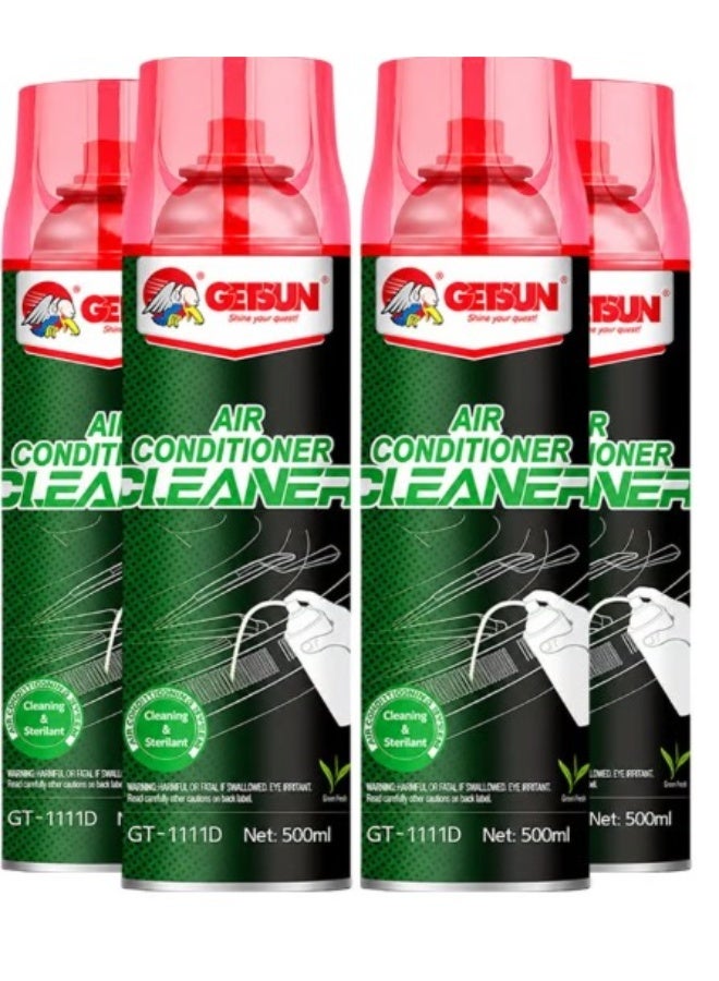 GETSUN 4 pcs Getsun Air Conditioner Cleaner Spray 500ml, Car AC Evaporator Cleaner Foam, Air Conditioning Coil Cleaner, AC Vent Cleaner, Removes Dirt and Odor, Deep Cleaning Foam, Fresh Air Conditioner Maintenance Spray for Cars and Vehicles - Image 1
