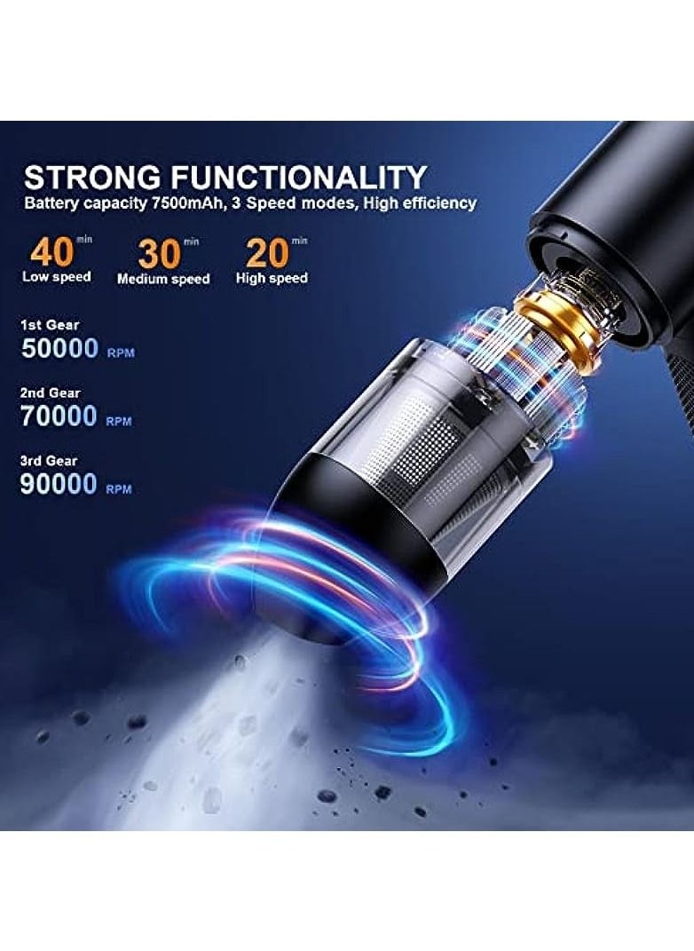 Homeosoobone - Electric Air Duster and Vacuum 2 in 1, 3-Gear to 91000RPM, 7600mAh Cordless Duster Replaces Air Cans /Pump for Computer Keyboard Camera Car Home Cleaning - Image 1