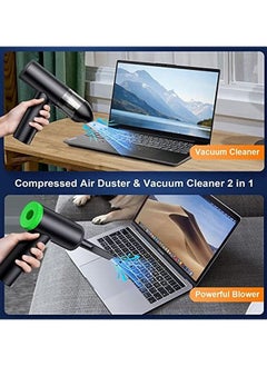 Homeosoobone Compressed Air Duster, Electric Air Duster and Vacuum 2 in 1, 3-Gear to 91000RPM, 7600mAh Cordless Duster Replaces Air Cans /Pump for Computer Keyboard Camera Car Home Cleaning  - Image 2