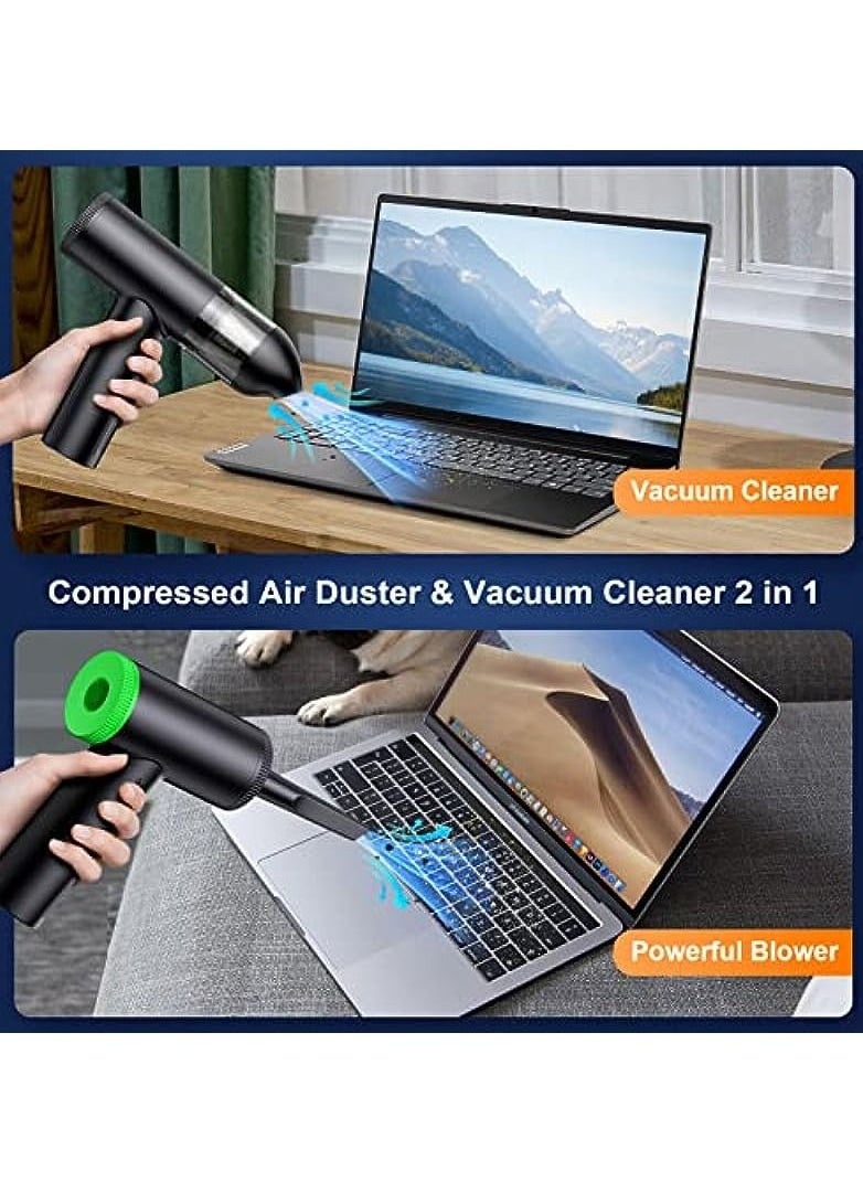 Homeosoobone - Electric Air Duster and Vacuum 2 in 1, 3-Gear to 91000RPM, 7600mAh Cordless Duster Replaces Air Cans /Pump for Computer Keyboard Camera Car Home Cleaning - Image 1