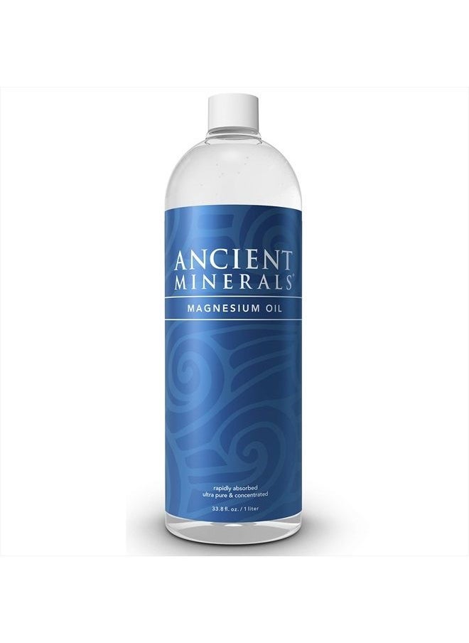 Ancient Minerals - Magnesium Oil Refill Bottle, high Concentration Topical Genuine Zechstein Magnesium Chloride Topical Magnesium (33oz) - Image 1