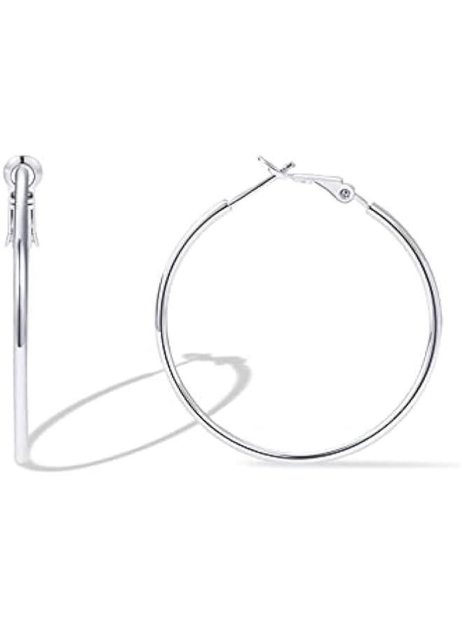 PAVOI 14K Gold Plated Sterling Silver Post Hoops | Large Hoops Earring | Lightwight Gold Hoop Earrings for Women  - Image 1