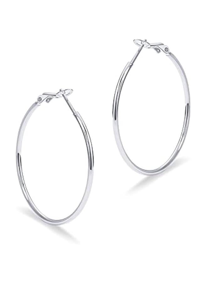 PAVOI 14K Gold Plated Sterling Silver Post Hoops | Large Hoops Earring | Lightwight Gold Hoop Earrings for Women  - Image 3