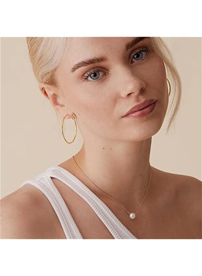 PAVOI 14K Gold Plated Sterling Silver Post Hoops | Large Hoops Earring | Lightwight Gold Hoop Earrings for Women  - Image 4