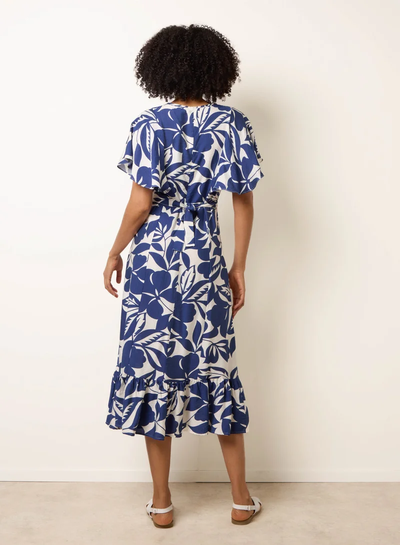 Blue Vanilla Printed V Neck Dress