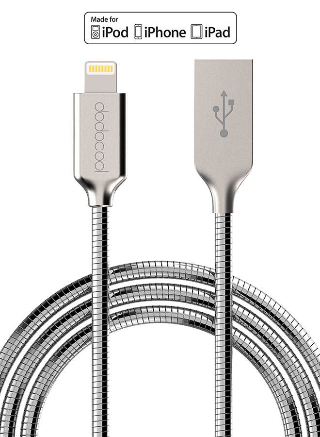 NIBEMINENT MFi Certified USB Lightning Cable 1meter Silver - Image 2
