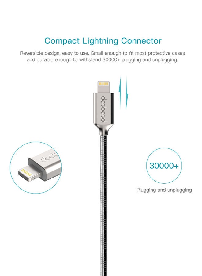 NIBEMINENT MFi Certified USB Lightning Cable 1meter Silver - Image 3
