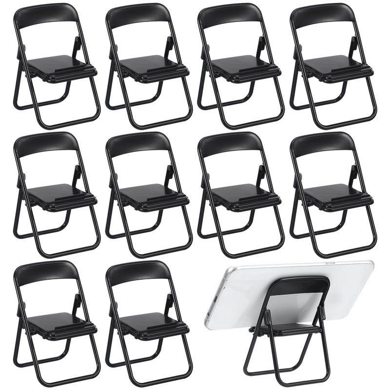 DOITOOL Mini Folding Chair Phone Stand Holder 12 PCS Doll House Folding Chair Models 16 Scale Miniature Foldable Chairs Mini Plastic Chairs for Dollhouse Decoration - Image 3