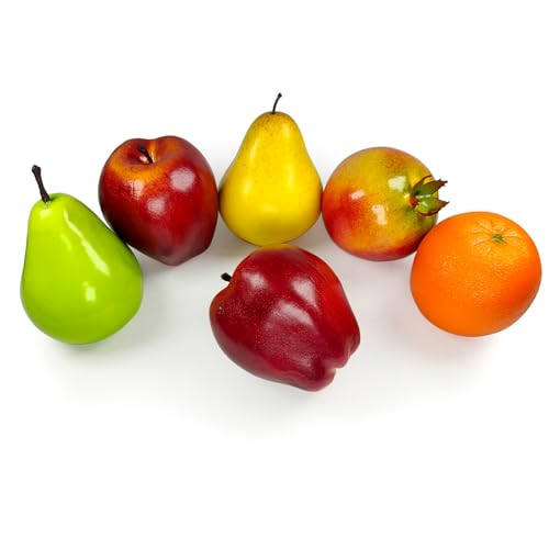 Lorigun Artificial Fruits Pack,Fake Fruits for Home Decor,Simulation Fruit Set,Faux Fruits Set for Party Chirstmas Decortion,Fruit Modle for Photoshoot,Fake Apples,Pomegranate,Mixture Fruits 6 Pieces/Set - Image 2
