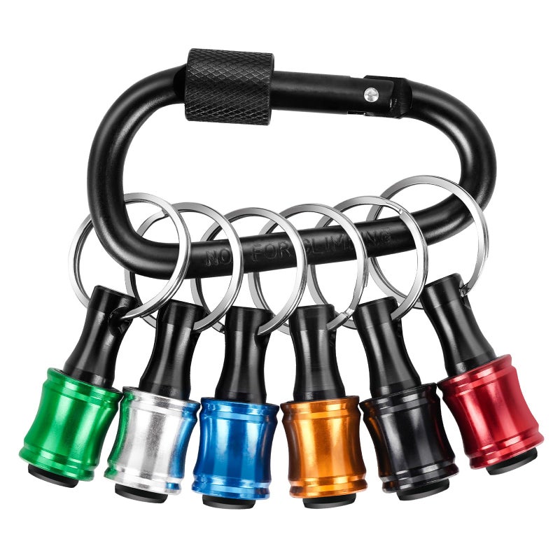 FACAINCXS 1/4 Bit Holder Keychain 6pc, 1/4 inch Hex Shank Bit Holders, Quick Release Bit Holder For Nut Driver, Screwdriver & Drill Bits w/Key Chain Carabiner - Image 1
