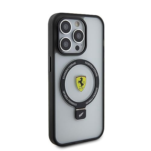 CG MOBILE Ferrari Phone Case [Official Licensed] Mag-Safe Compatible | Ring Stand Protective Case Compatible with iPhone 15 Pro (6.1-Inch) 2023 - Transparent/Black - Image 4