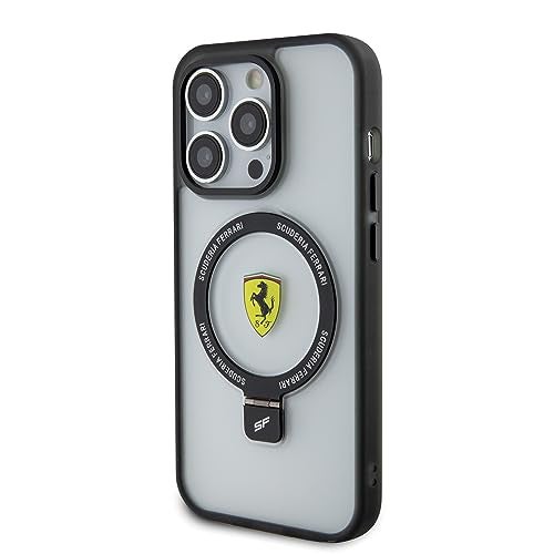 CG MOBILE Ferrari Phone Case [Official Licensed] Mag-Safe Compatible | Ring Stand Protective Case Compatible with iPhone 15 Pro (6.1-Inch) 2023 - Transparent/Black - Image 2