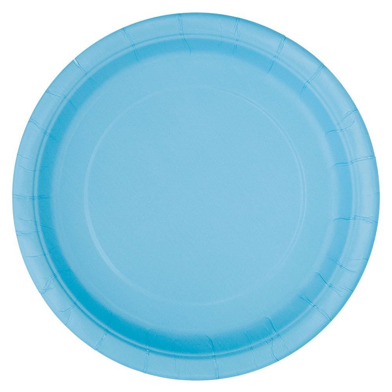 Unique Party Lovely Powder Blue Solid Round Dinner Plates - Vibrant 9"" (Pack of 8) - Sturdy & Stylish - Perfect for Birthdays  Showers & Celebrations - Image 1